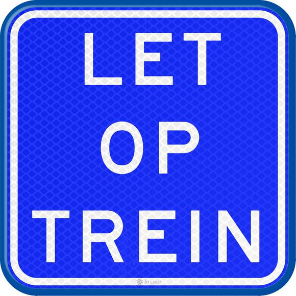 Bord LET OP TREIN,200mm,US20,DOR