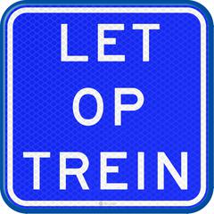 Bord LET OP TREIN,200mm,US20,DOR